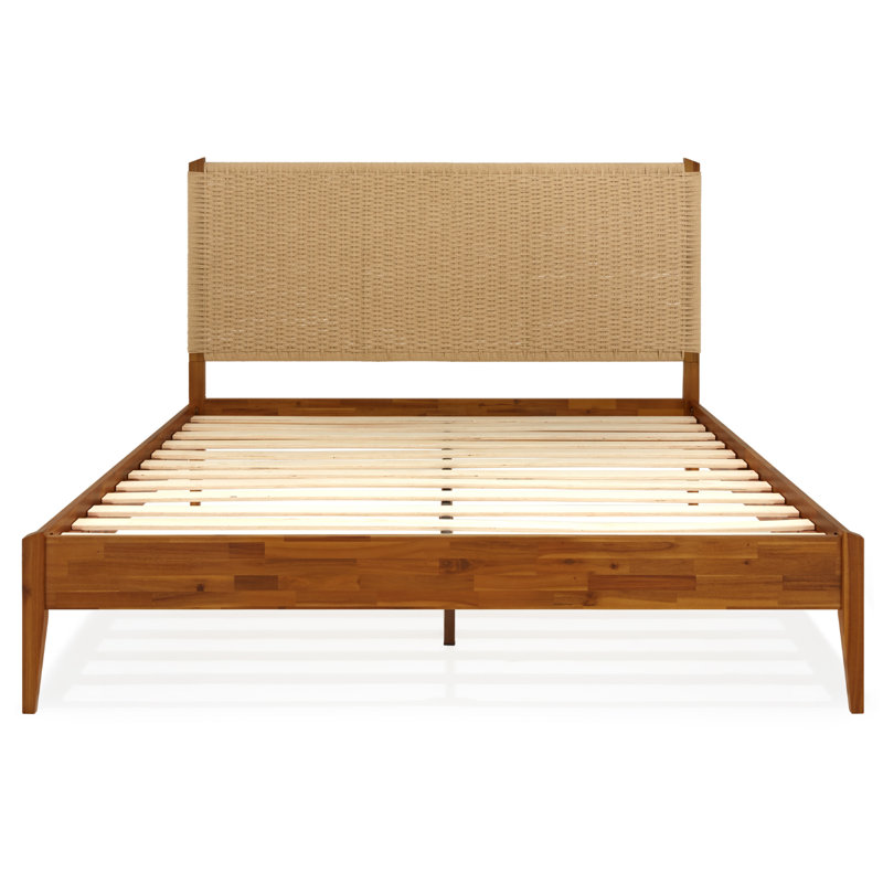George Oliver Selina Solid Wood Platform Bed with Headboard, Bohemian ...